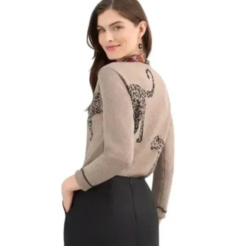 Cabi Tan Cheetah Graphic Pullover